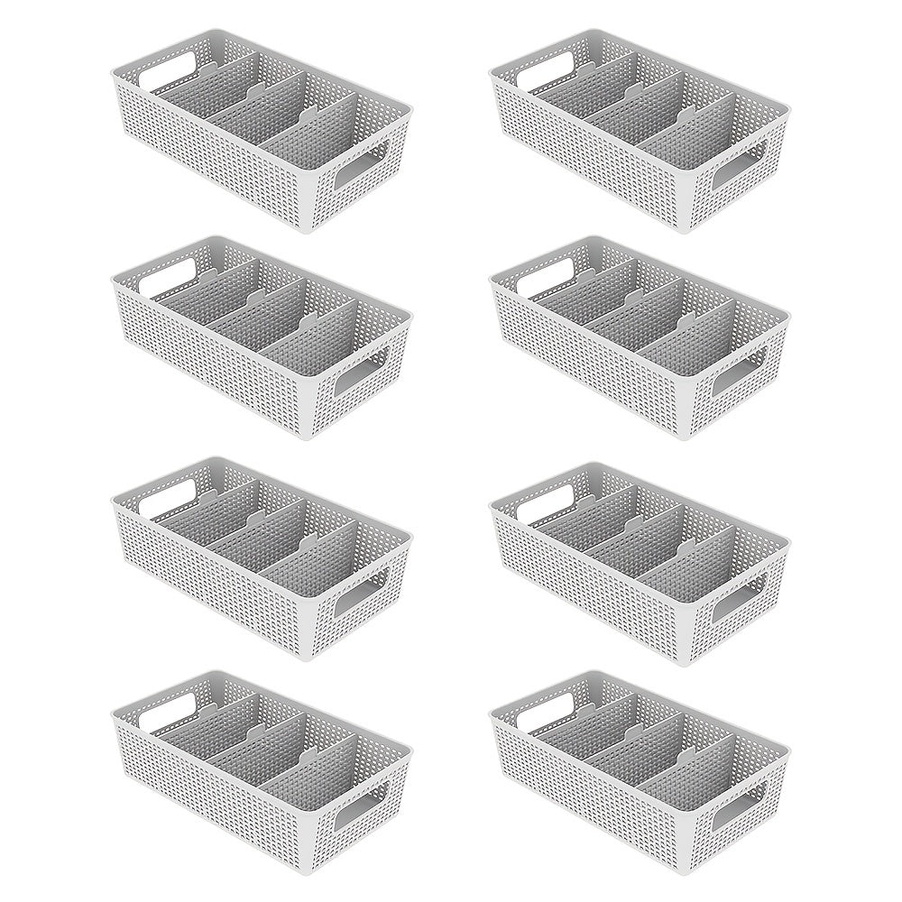 Multi-Purpose Woven Storage Box with Divider for Bathroom and Kitchen Cabinets 1-8 Pieces