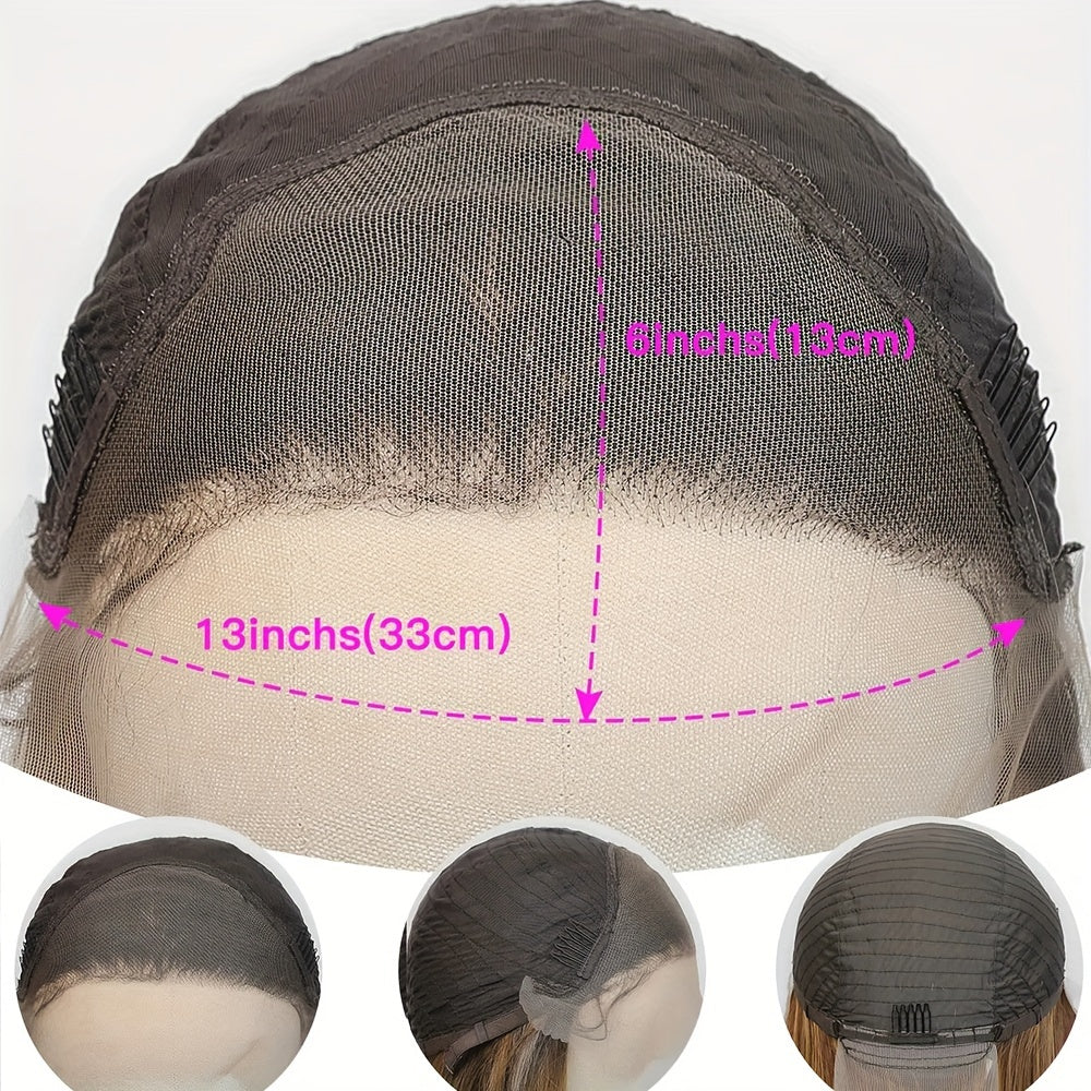 Mujer peluca recta con encaje frontal 33x15cm fibra de alta temperatura aspecto natural ajuste cómodo