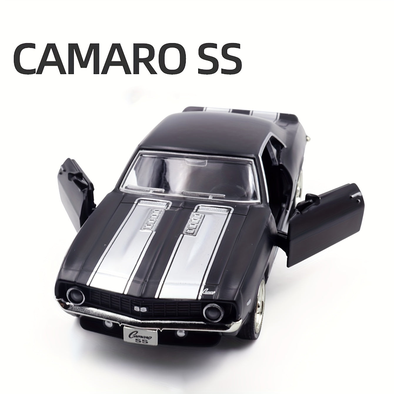 Kids Toy Car 1:36 Scale Alloy Pull-Back Double Door Red Black