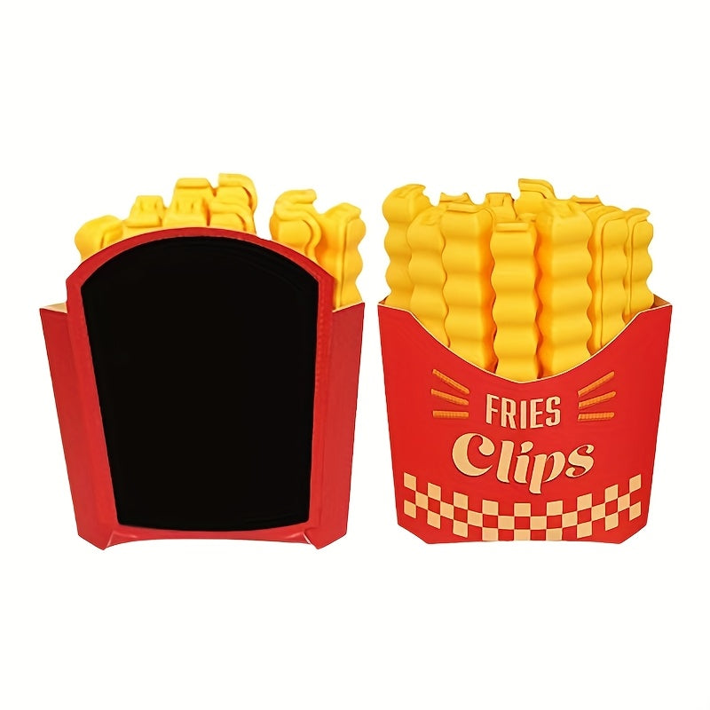 French Fry Shaped Bag Clips Set of 12 Moisture-Proof Plastic Sealing Clips for Snacks and Bread