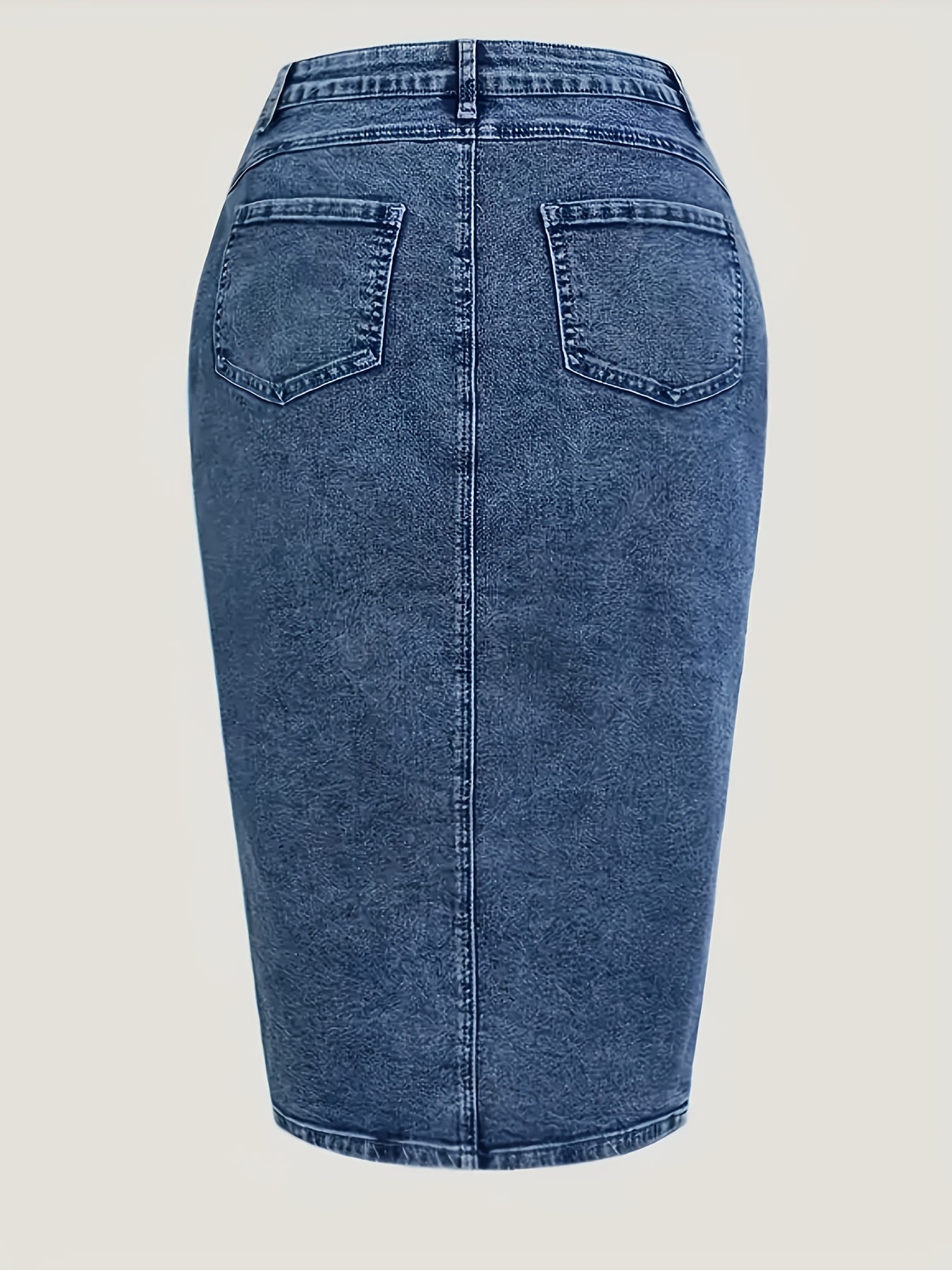 Plus Size Women's Stretch Denim Skirt Mid-Rise Flared Casual Knee-Length