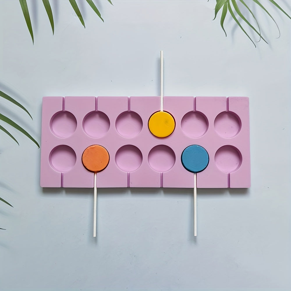 Silicone Lollipop Mold 12-Cavity for Candy Chocolate Baking and Cake Decorating