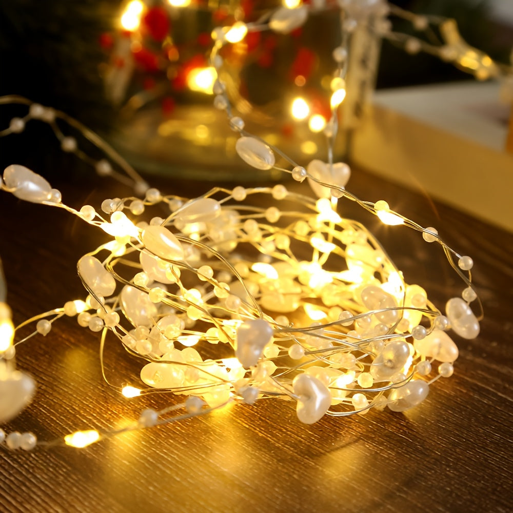 Warm White Pearl String Lights 20/50 LED Battery Operated Fairy Lights for Bedroom Wedding Decor