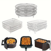 Stainless Steel Grill Air Fryer Accessory with Stackable Oil Drip Trays Reusable Easy to Clean