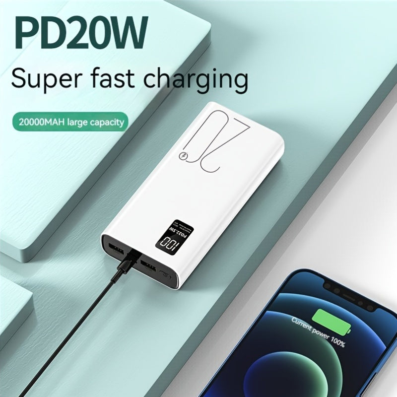 20000mAh Fast Charging Power Bank with Digital Display USB-C Dual USB Ports