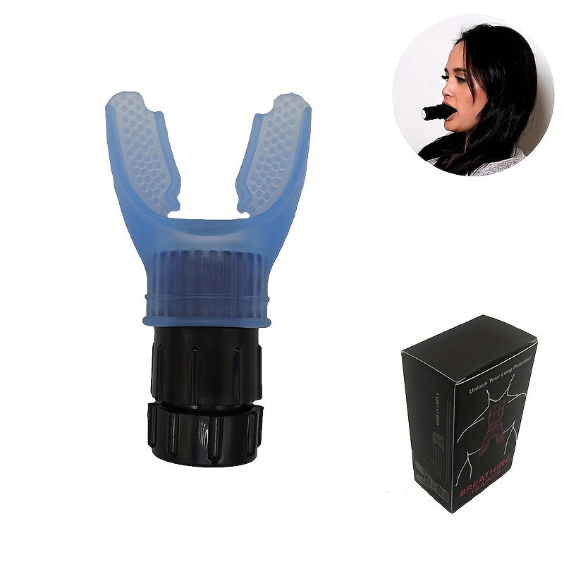 Adjustable Resistance Breathing Exerciser for Lung Capacity Training Black Blue White