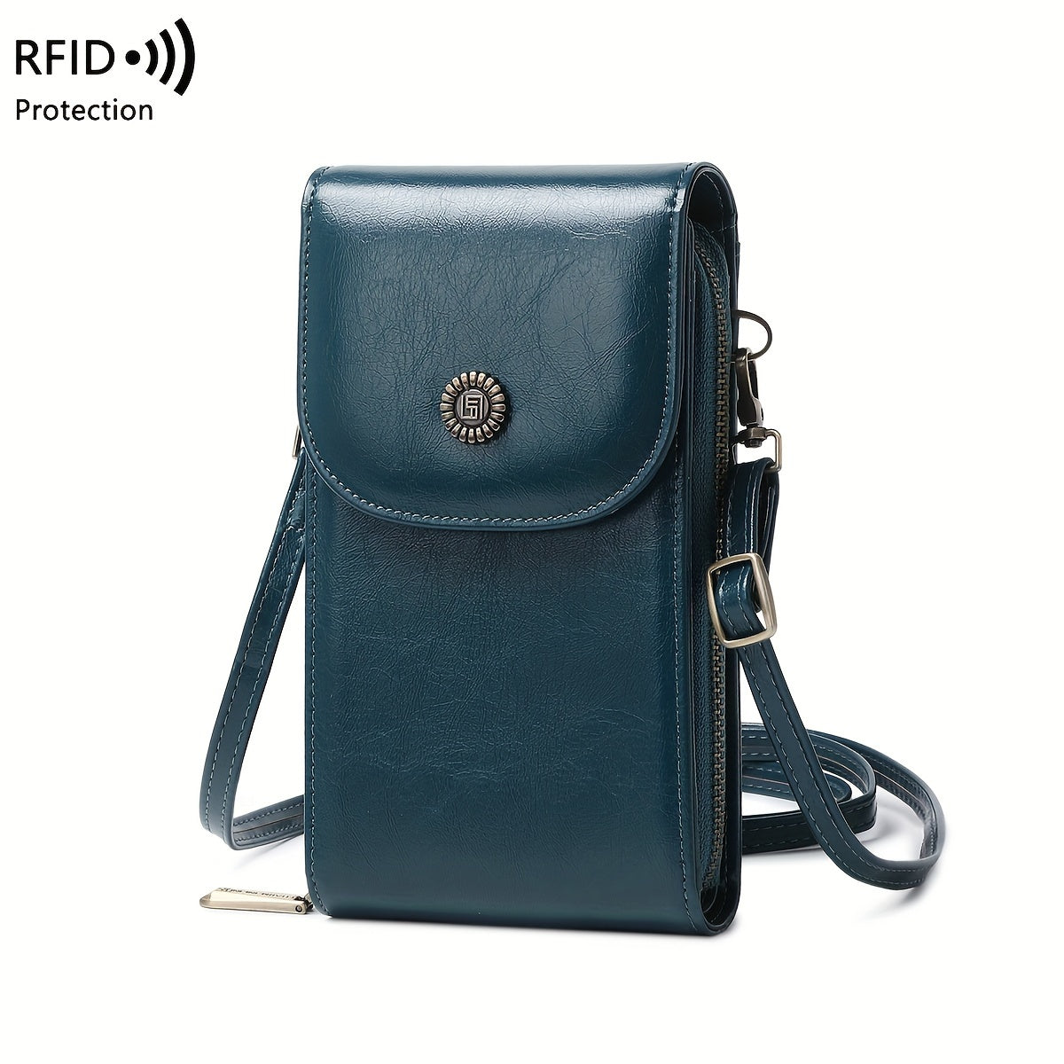 CHARM INFINITE RFID to'siq qo'yuvchi krossbody telefon hamyon vintage qizil rangda, sozlanadigan tasma, ko'p cho'ntakli tashkilotchi, suv o'tkazmaydigan va o'g'irlikka qarshi dizayn, har kuni foydalanish uchun.