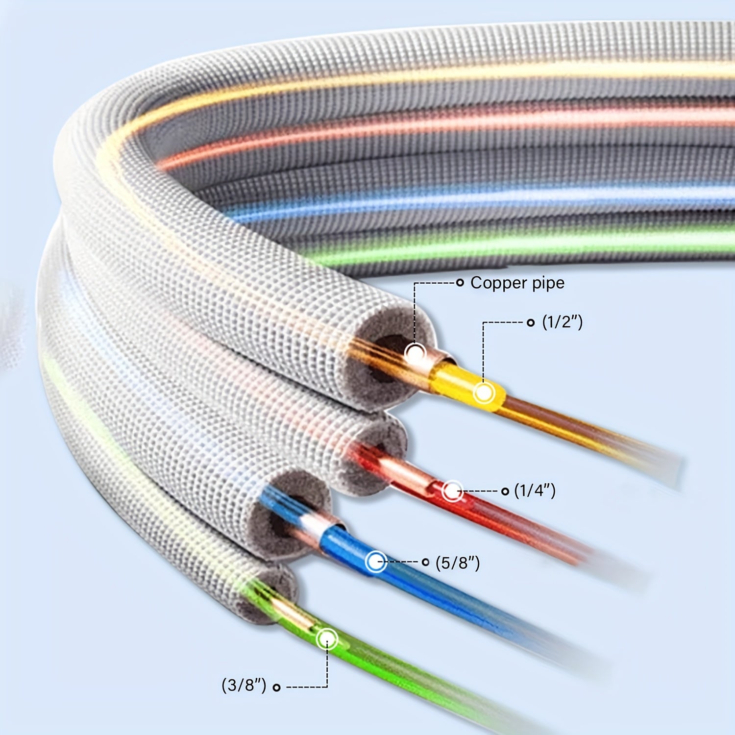 Manga de aislamiento de cobre para tuberías 3m flexible resistente al calor para sistemas HVAC