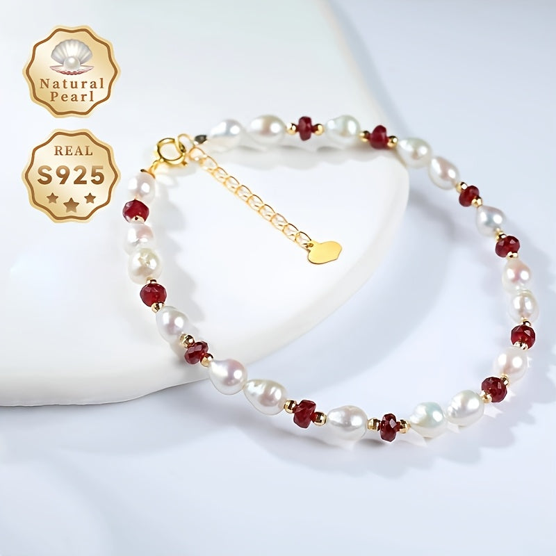 Women's Pearl Bracelet with Freshwater Pearls Silver Chain June Birthstone Jewelry