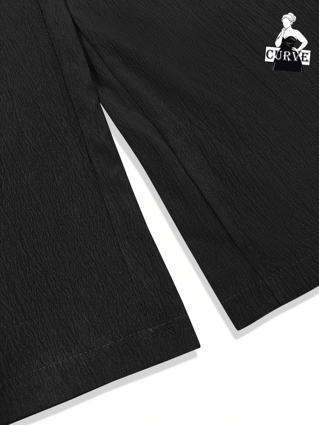 Pantalones de mujer de talla grande con cintura alta y pernera ancha, de poliéster suave y elástico, color negro, casual