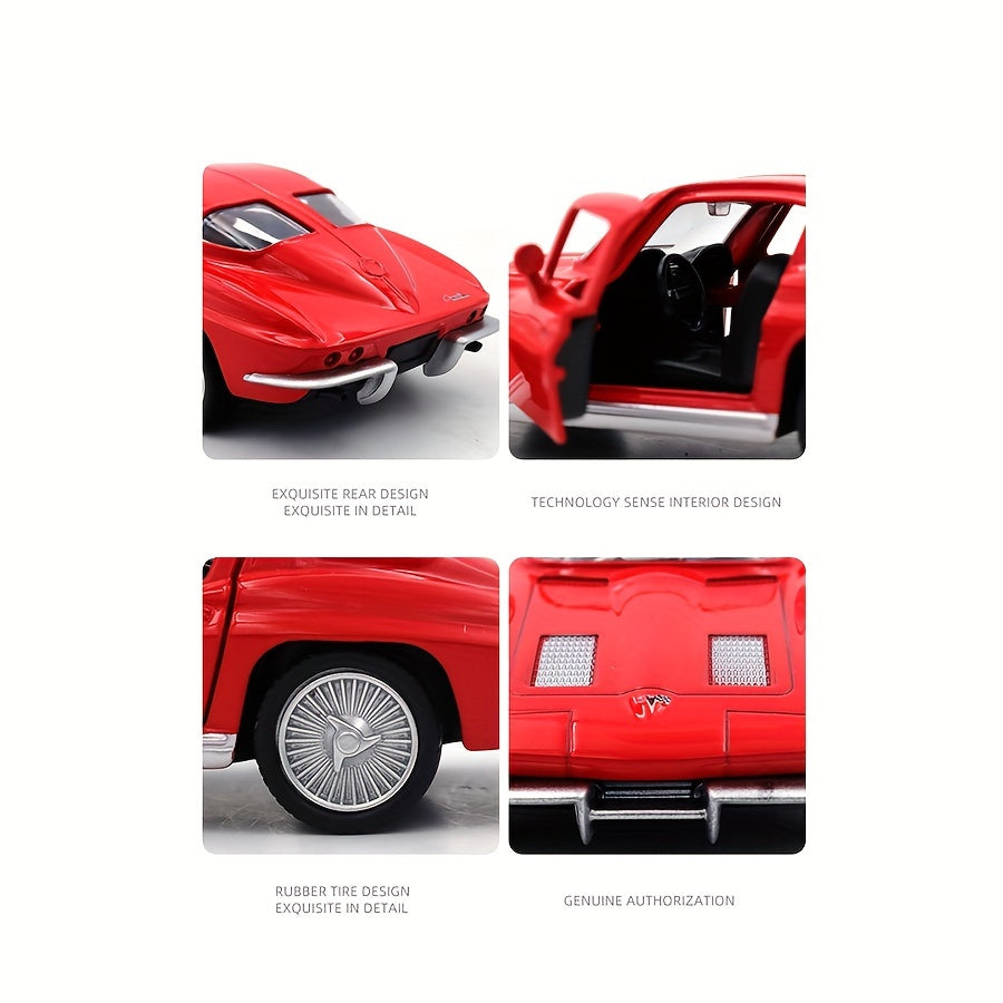 Kids Die-Cast Vintage Sports Car Toy 1:36 Zinc Alloy Openable Doors Red Blue Black