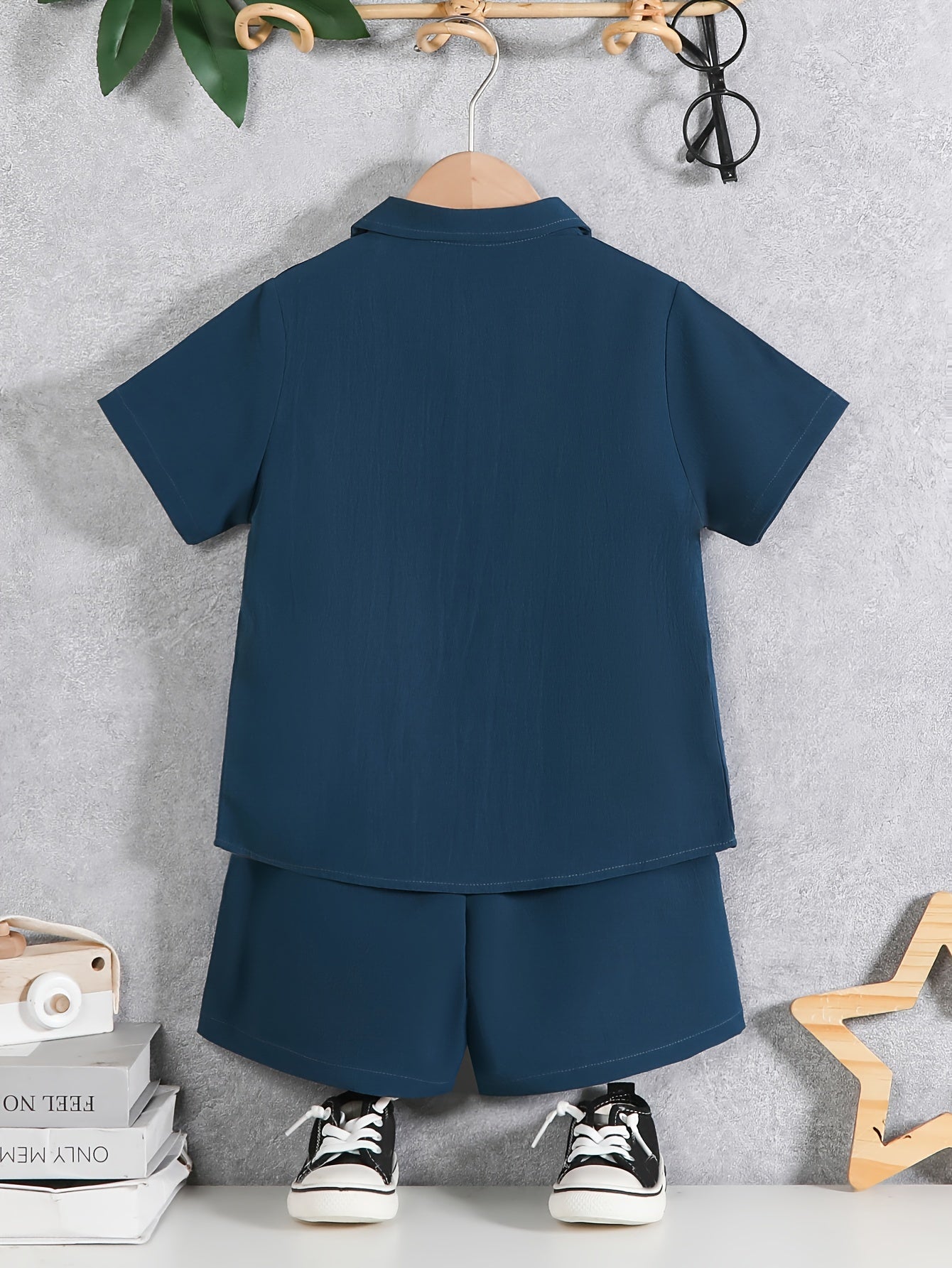 Kids' Summer Outfit Set Boys Short Sleeve Button-Down Shirt and Shorts Polyester Breathable Casual