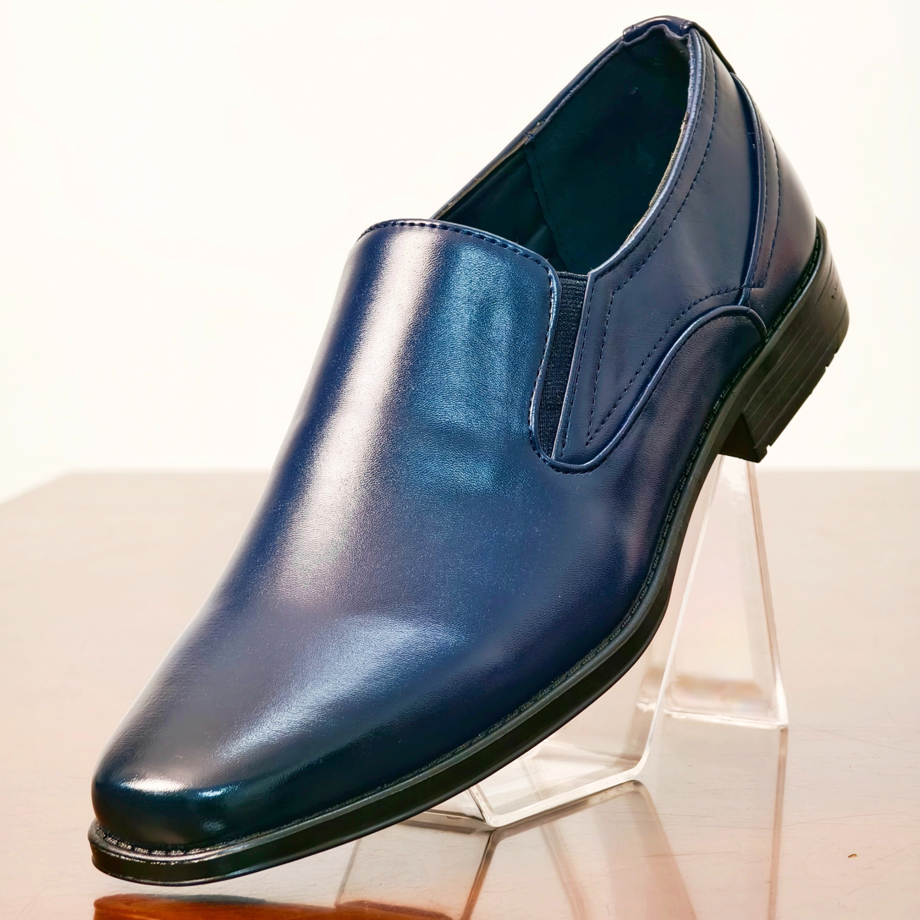 Men's Breathable Slip-On Dress Shoes with Square Toe Faux Leather Black for Business Indoor Outdoor