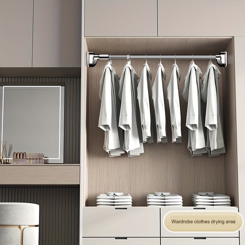 25 Inch Telescopic Shower Curtain Rod Adjustable Tension Stainless Steel White Gray Black