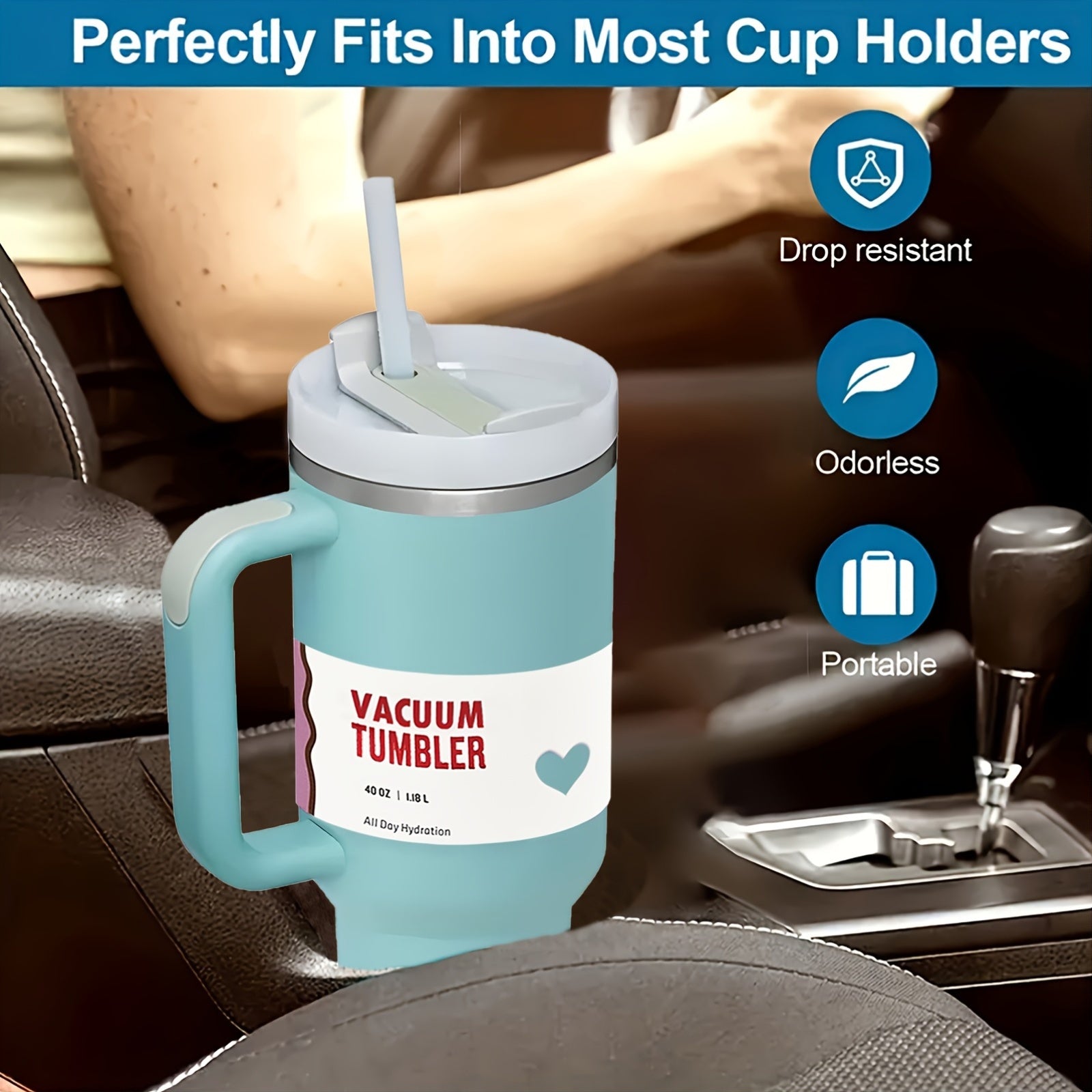 40oz Stainless Steel Tumbler with Lid and Straw BPA-Free Shatterproof for Iced Tea Coffee