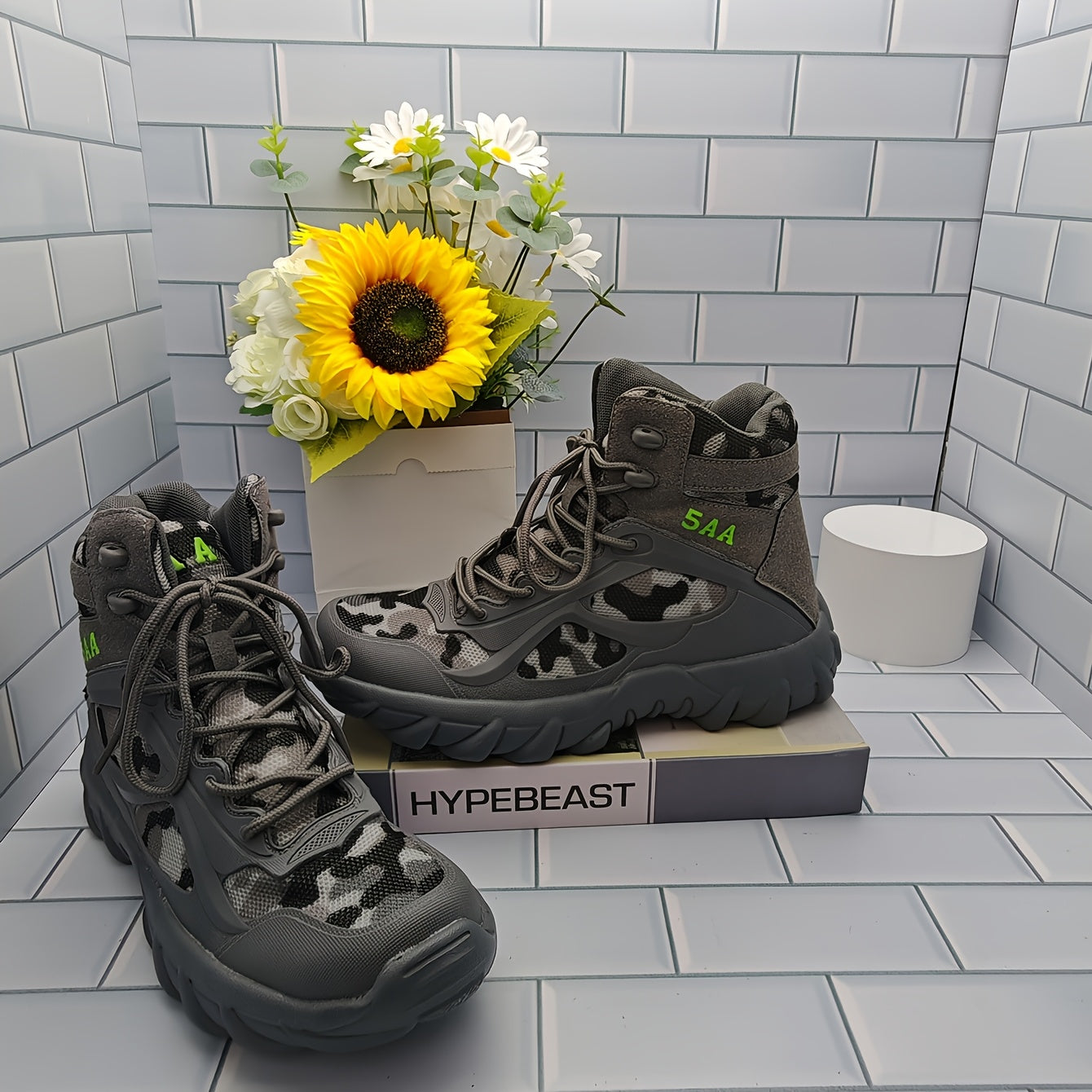 Men's High-Top Hiking Boots Breathable Nylon Outdoor Non-Slip EVA Casual Shoes