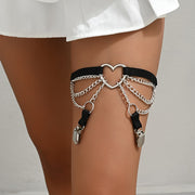 Women's Leg Jewelry with Love Rings Chains and Garter Clips for Sexy Wear