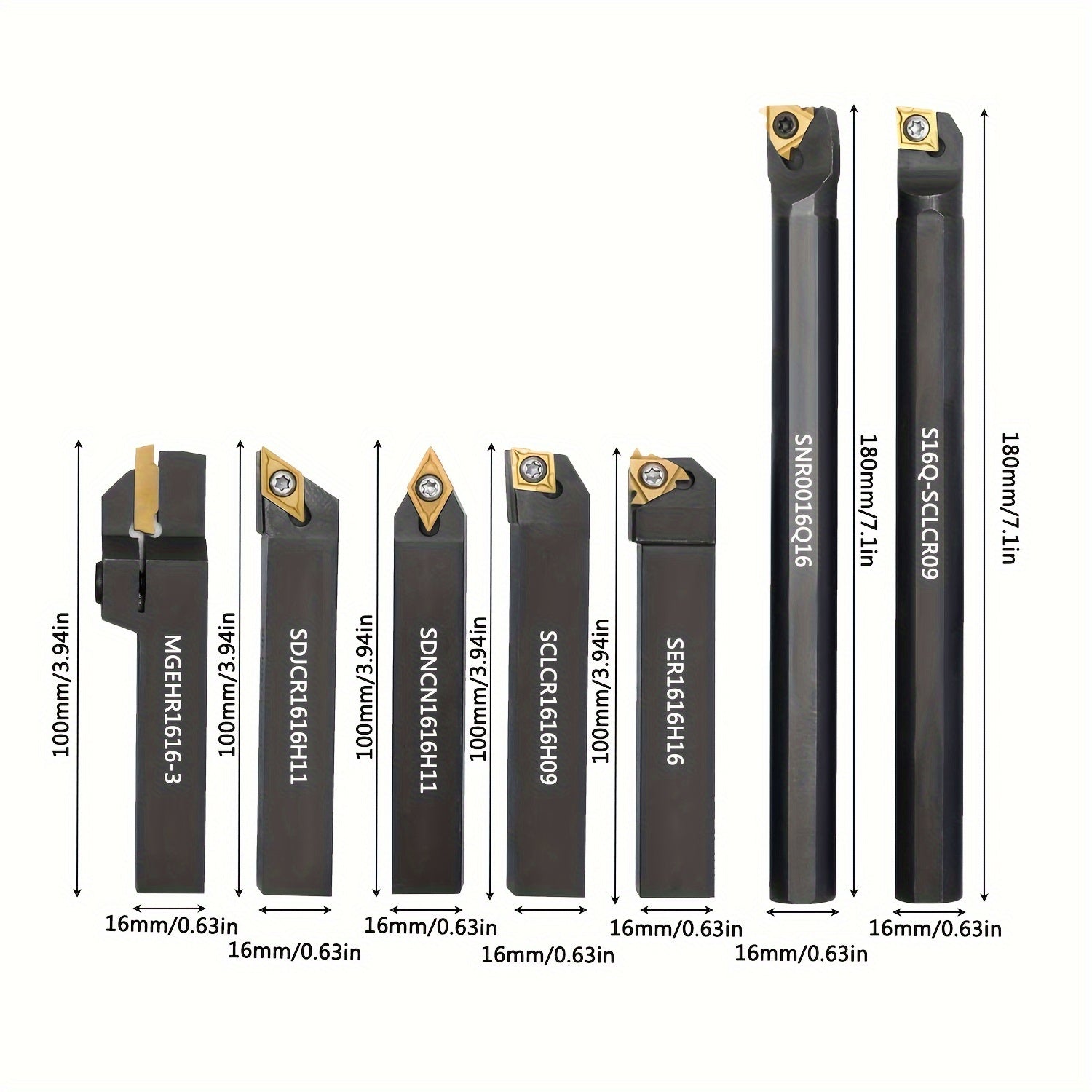 21pcs Lathe Turning Tools Set with Carbide Inserts and 16mm Handle