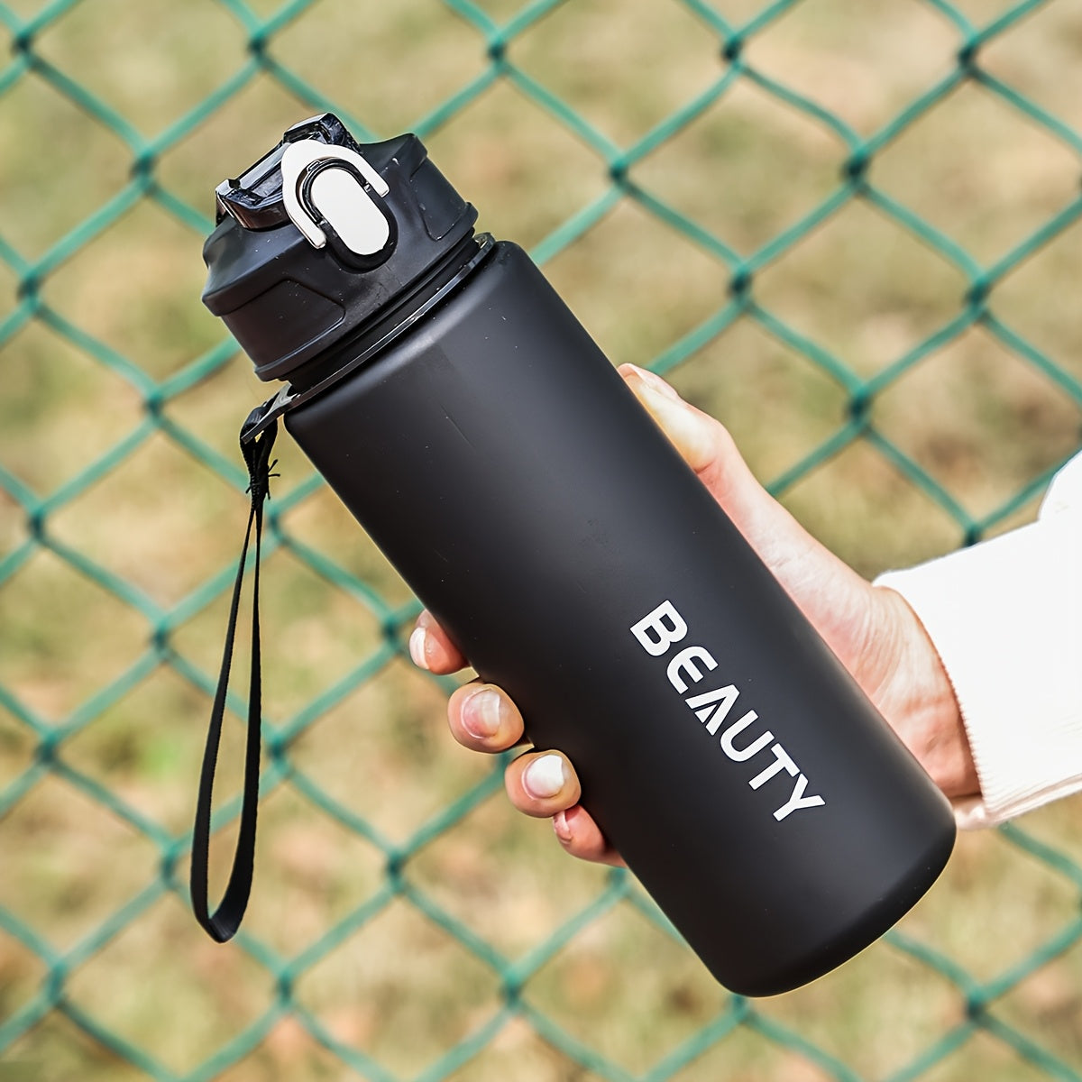Frosted Plastic Water Bottle with Scale for Outdoor Sports and Office Use