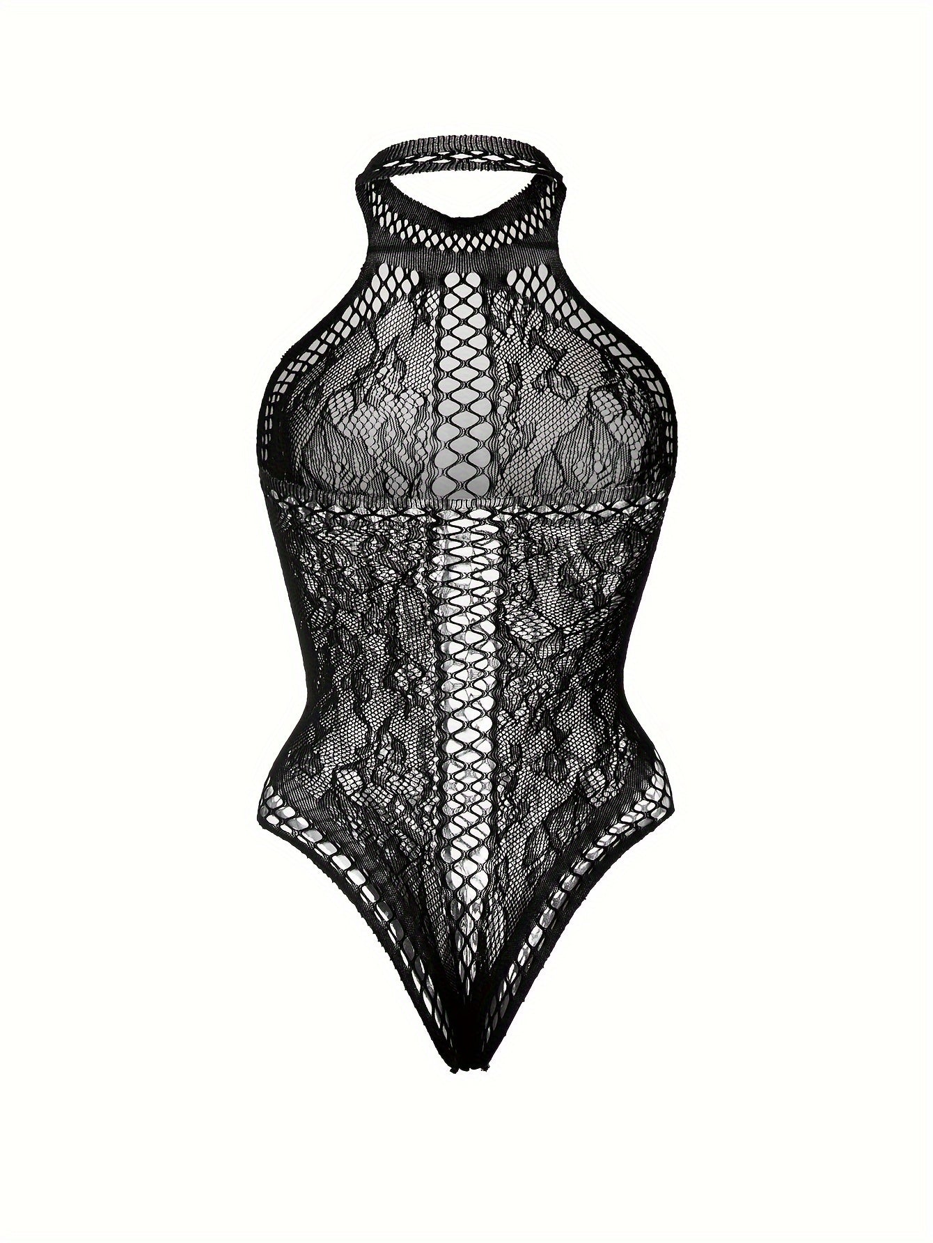 Vestido ajustado de encaje y malla de estilo europeo y americano para discoteca, con cuello colgante