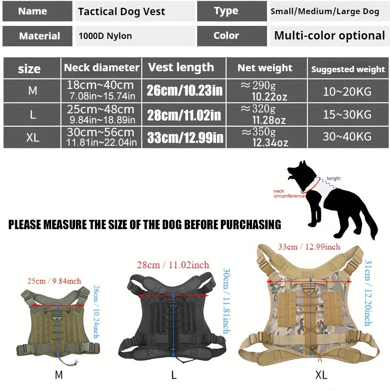 Adjustable Nylon Tactical Dog Harness with Leash for Large Dogs Olive Green Camo