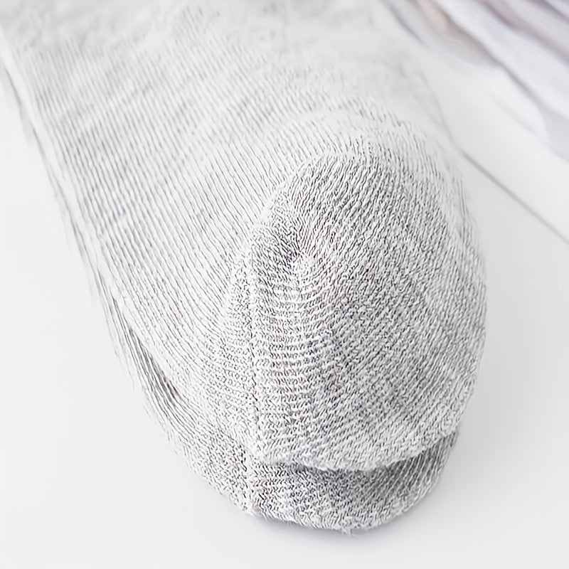 Men's Cotton Blend Ankle Socks 10 Pairs Solid Color Low-Cut Casual Socks