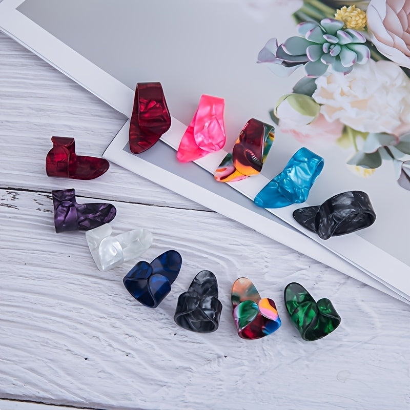 6-Piece Guitar and Bass Finger Picks Set with Protective Picks in Mixed Colors