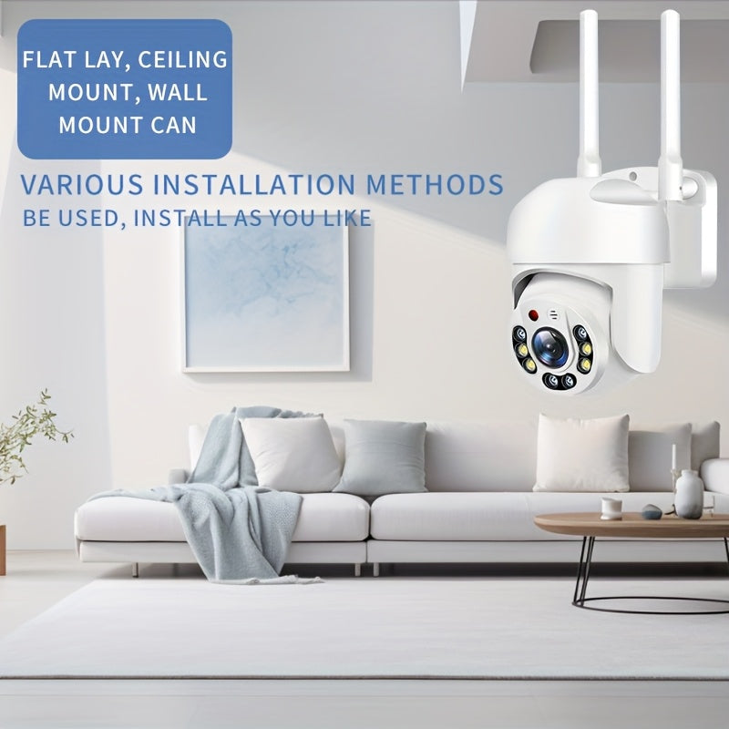 WiFi Security Camera 355° Pan/Tilt Color Night Vision 2-Way Audio Smartphone Compatible