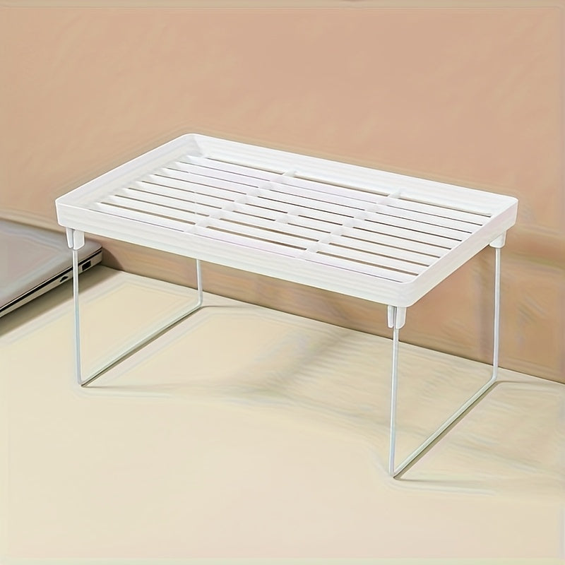 Modern Multi-Functional Plastic Desktop Organizer with Foldable Shelf for Kitchen Storage