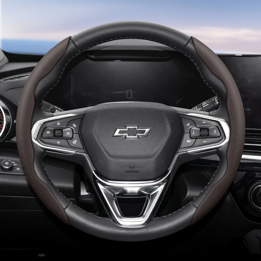 Universal Ventilated PU Leather Steering Wheel Cover, Quick-Release, Anti-Slip
