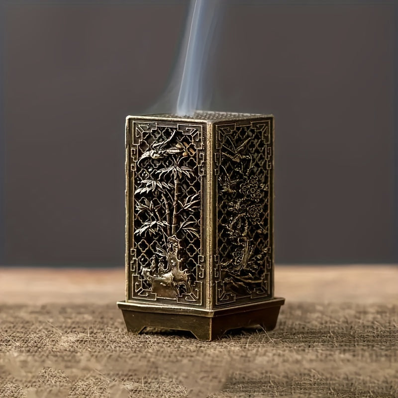 Metal Incense Holder with Traditional Chinese Designs for Home Aromatherapy and Decoration