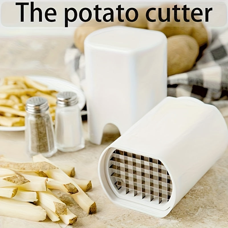 White French Fry Cutter with Lid 44 Grid Stainless Steel Potato Slicer Kitchen Gadget