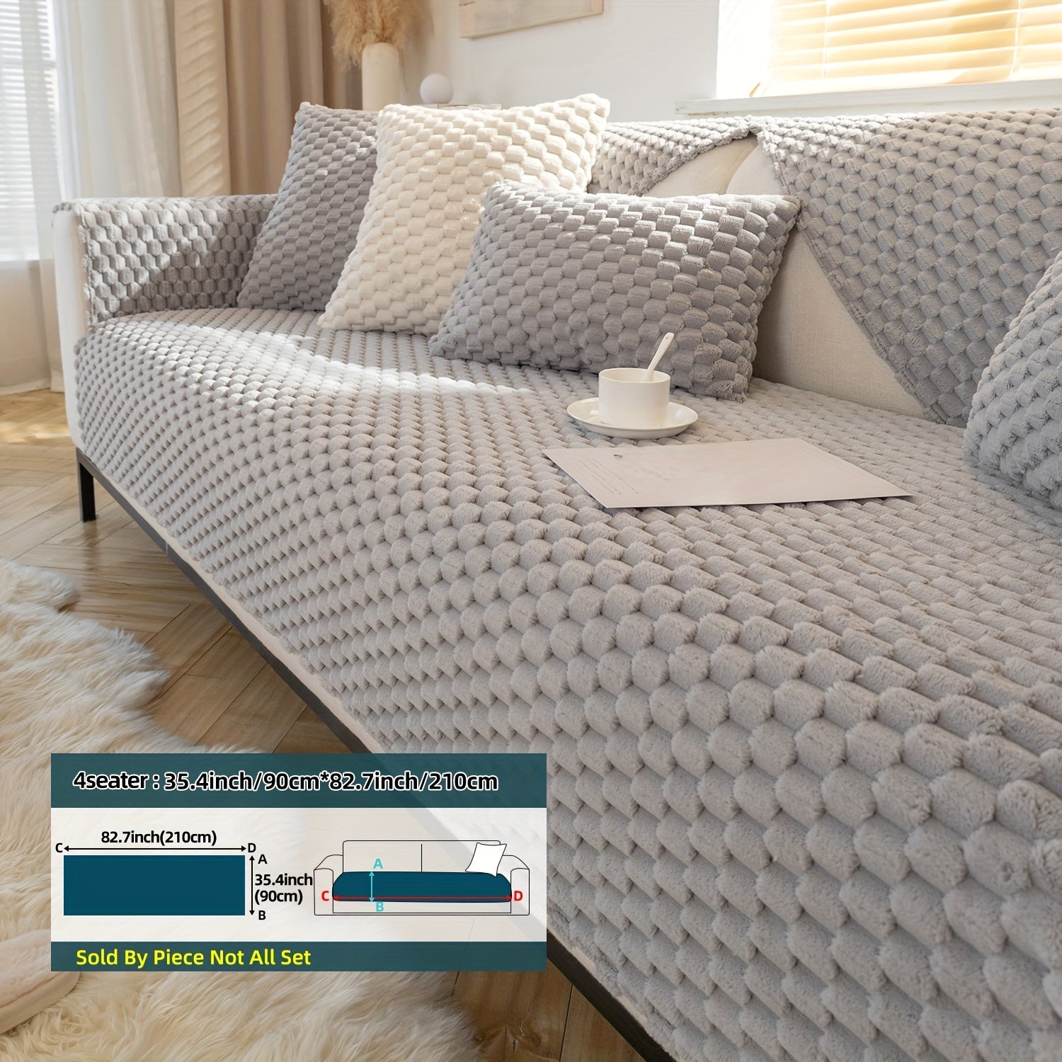 Cojín de sofá nórdico de felpa con diseño antideslizante para todas las estaciones