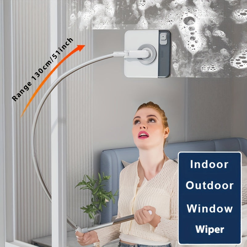 Telescopic Window Cleaner Squeegee Kit with L-Shape Attachment for Indoor Outdoor Glass Cleaning