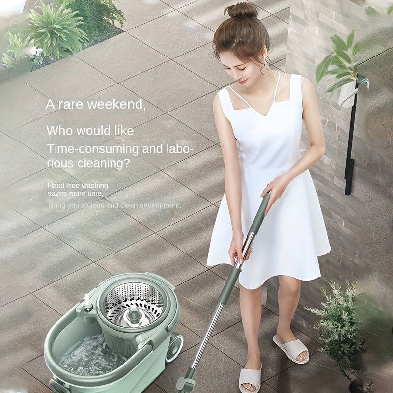 Stainless Steel Spin Mop and Bucket Set for Hardwood Tile Floors