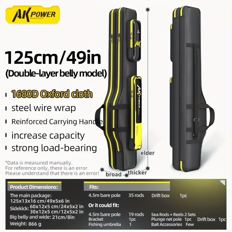 Fishing Rod Case Water-Resistant Oxford Fabric Multi-Compartment for Fly and Lure Rods