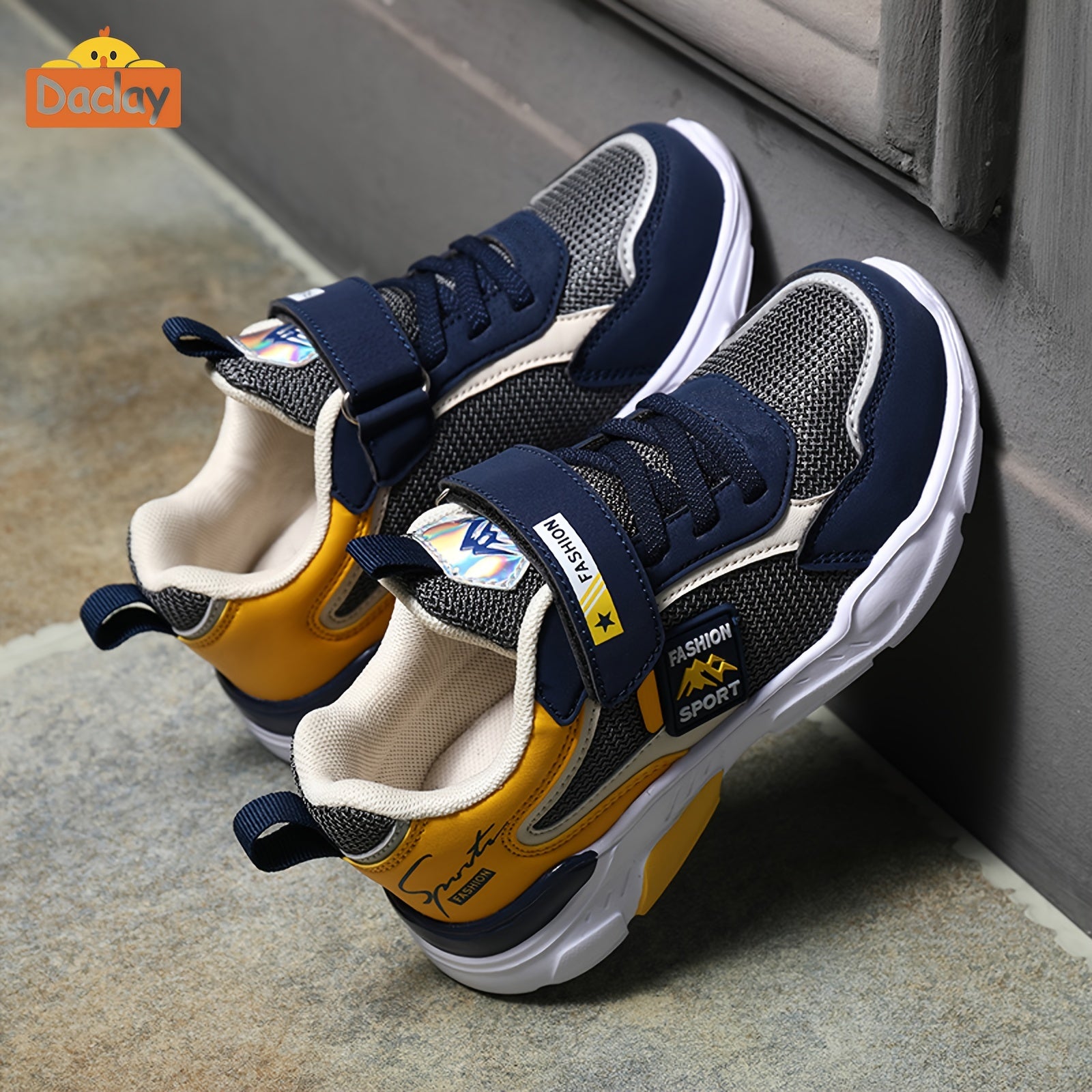 Детские спортивные кроссовки из дышащей сетки с застежкой-липучкой, всесезонные, прочная подошва из ПУ