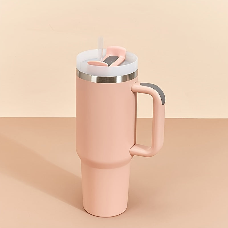 40oz Stainless Steel Insulated Travel Mug with Handle and Straw