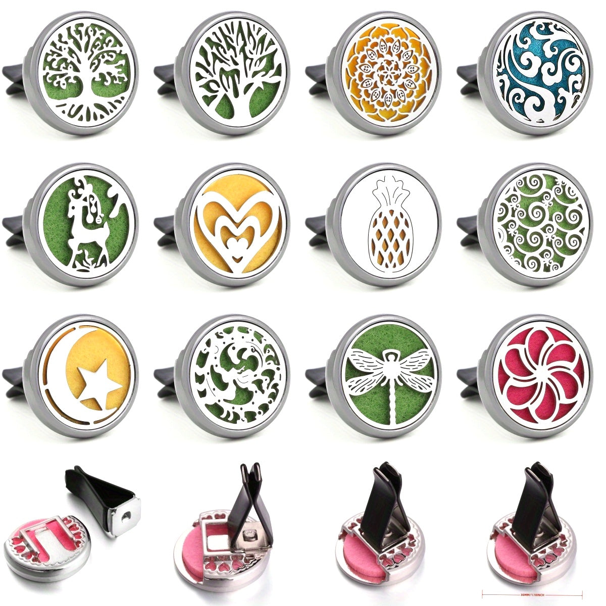 Qayta to'ldiriladigan avtomobil havo tozalovchi parfyumeriya diffuzori klipi bilan 10 ta pad