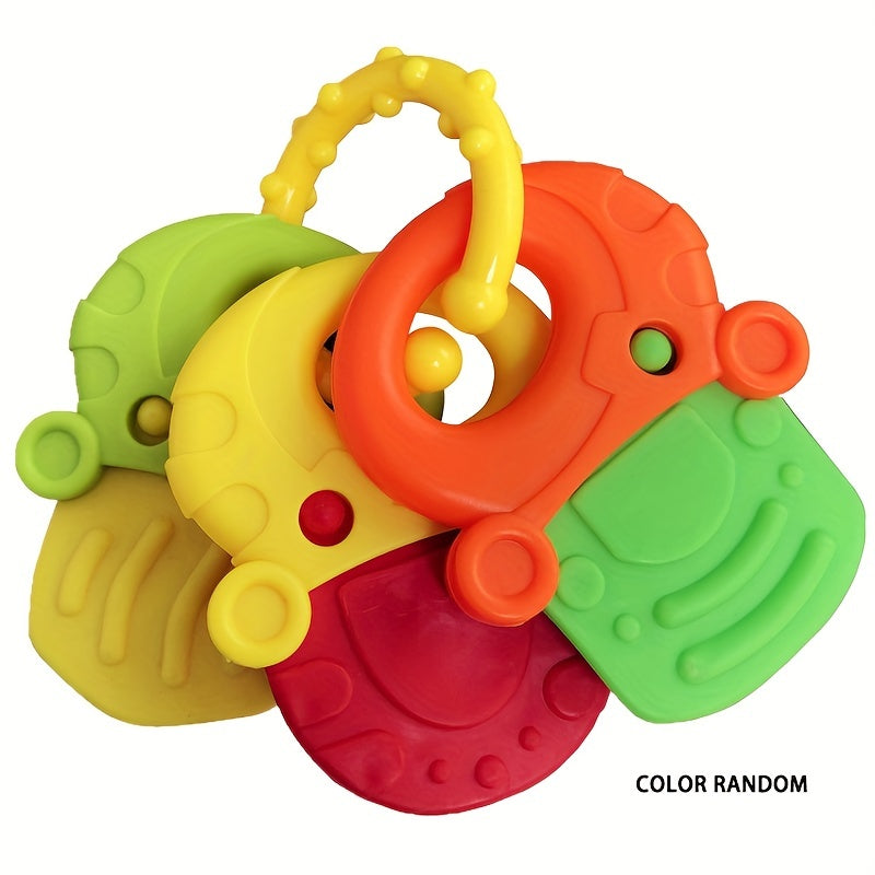 Silicone Teething Toys Set for Infants 0+ Includes Freezer Teether Keys and Fruit Shapes in Red