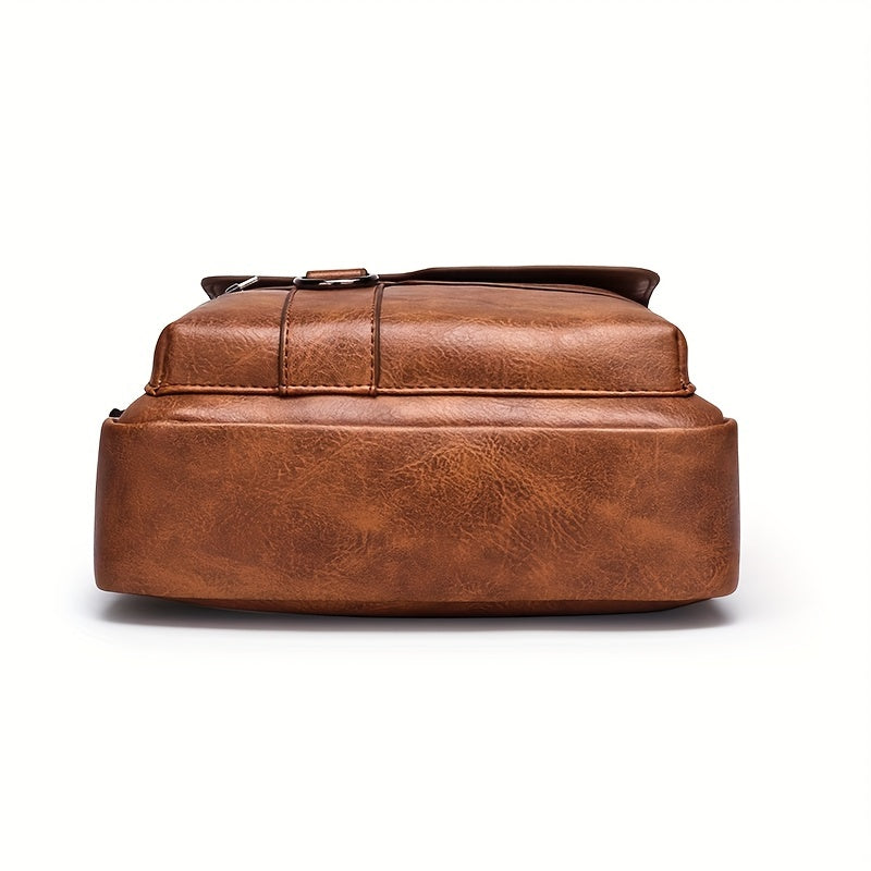 Men's Casual Large Capacity Waterproof PU Shoulder Bag Crossbody for Daily Use