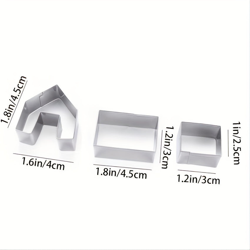 Set of 3 Miniature House Molds for 3D Cake Decorating and Gingerbread Crafts