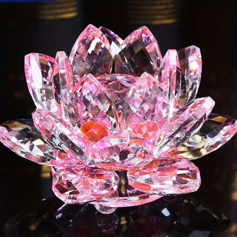 Crystal Lotus Ornament for Home Decor Desktop Figurine