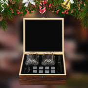 Whiskey Gift Set with Stones Tumbler and Chilling Rocks in Wooden Box for Men