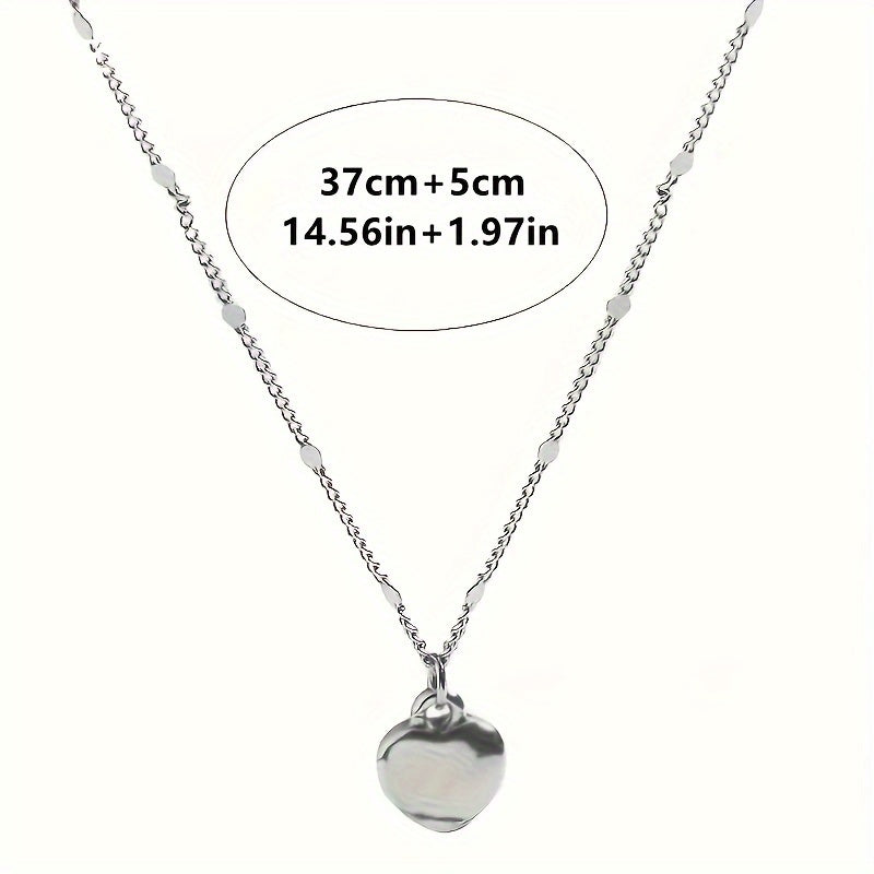 Women's Heart-Shaped Pendant Necklace Silver Elegant Gift Jewelry
