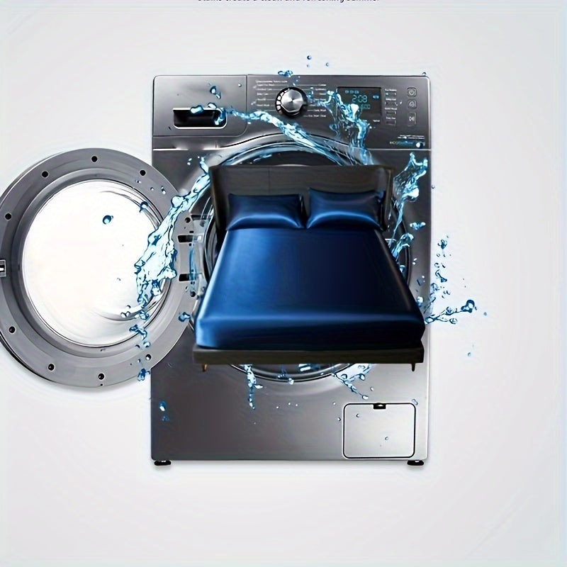 Satin Fitted Sheet Set 3 Pieces Includes Fitted Sheet and Pillowcases All Seasons