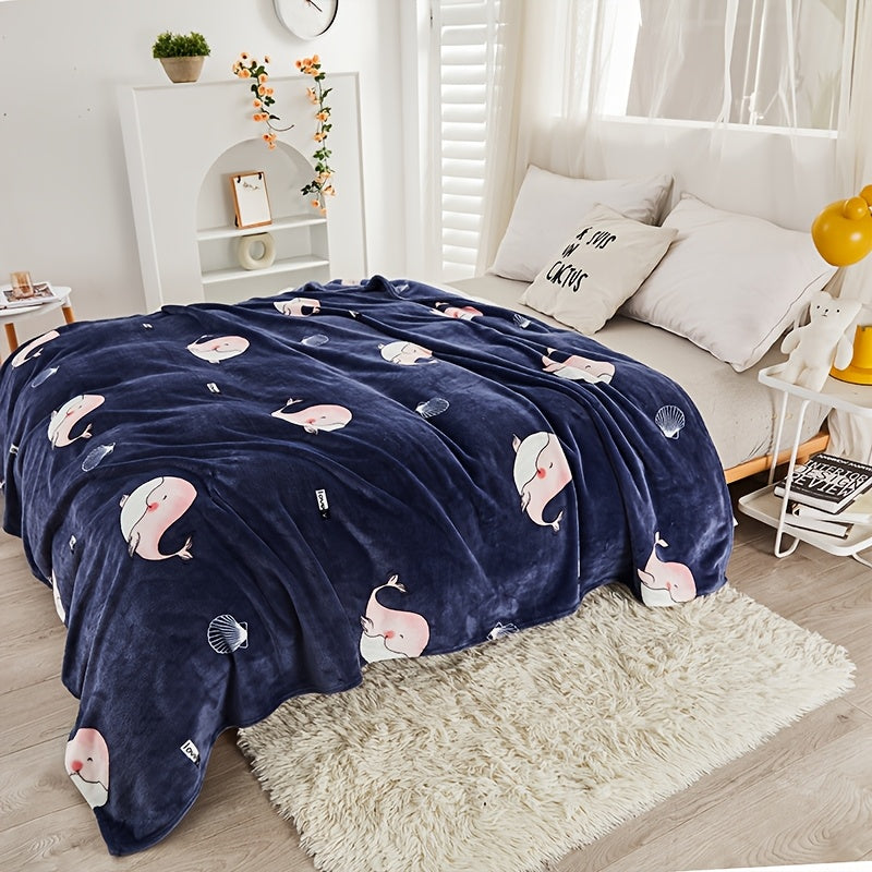 Cozy Flannel Fleece Blanket for Sofa Bed Car Knit Polyester All Seasons