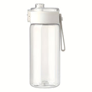 White Sports Water Bottle with Handle, Wide Mouth, 14oz 20oz or 27oz Reusable Plastic