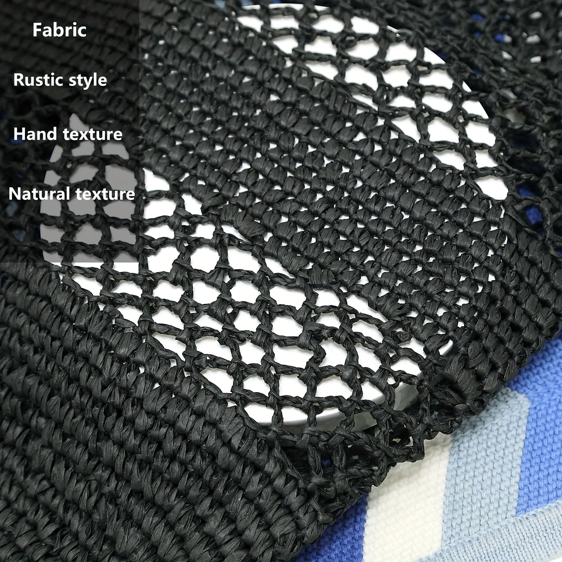 Large Capacity Women's Beach Tote Bag with Custom Embroidery, Hand-Woven Mesh