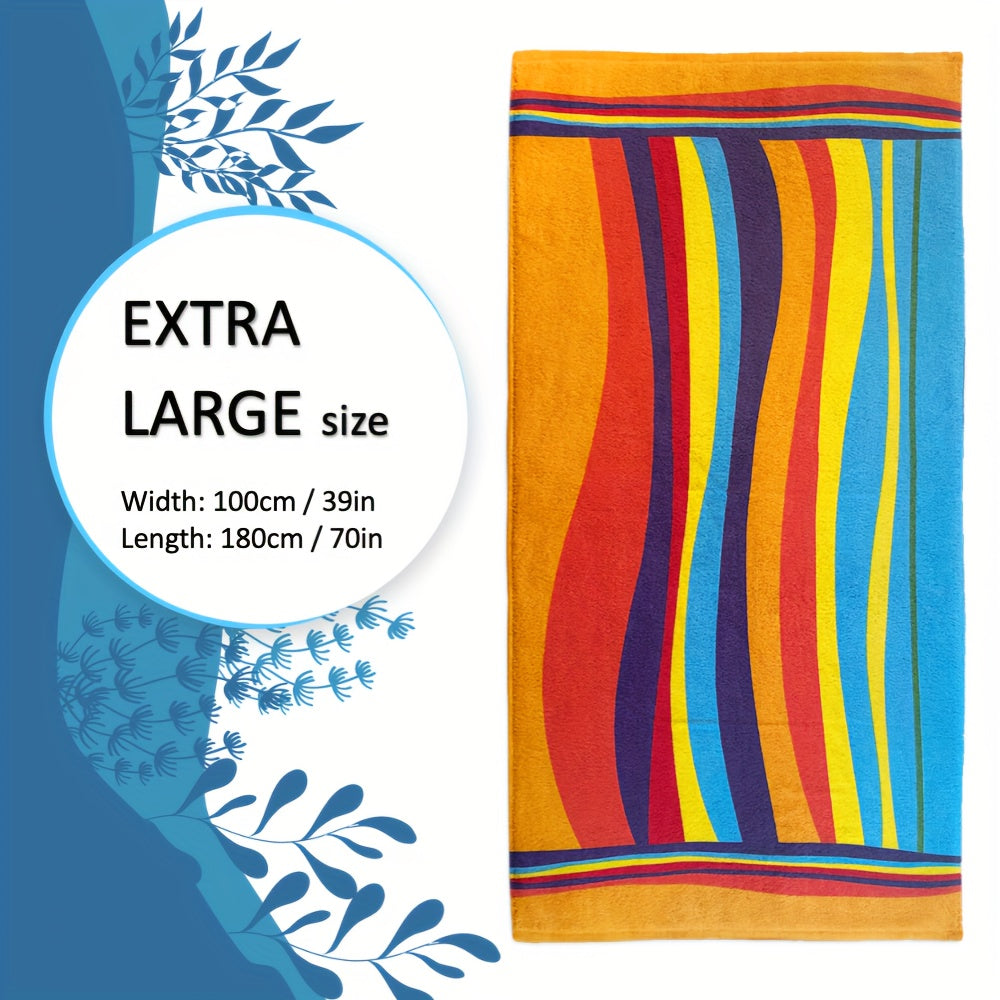 Tropical Stripe Quick-Dry Beach Towel Ultra-Soft Absorbent for Pool Bath